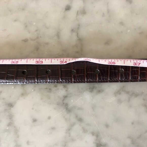TALBOTS Crocodile Print Brown Western Silver Scroll Buckle Belt Large - Picture 15 of 16